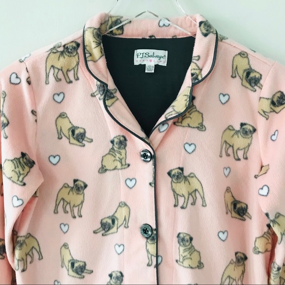 PJ Salvage Printed Flannel Pajama Set Pink L - Picture 3 of 16